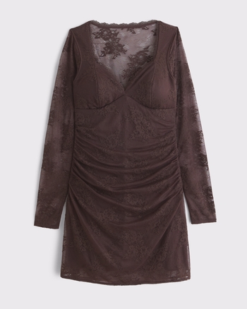 A&F Zoe Bra-Free Long-Sleeve Lace Mini Dress