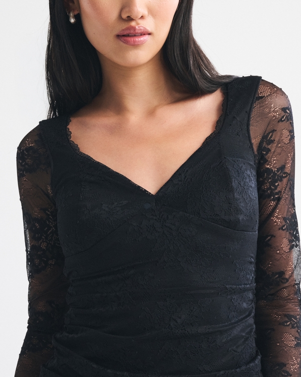 A&F Zoe Bra-Free Long-Sleeve Lace Mini Dress