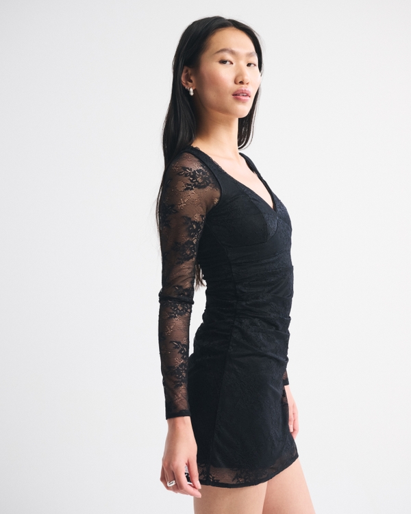 A&F Zoe Bra-Free Long-Sleeve Lace Mini Dress