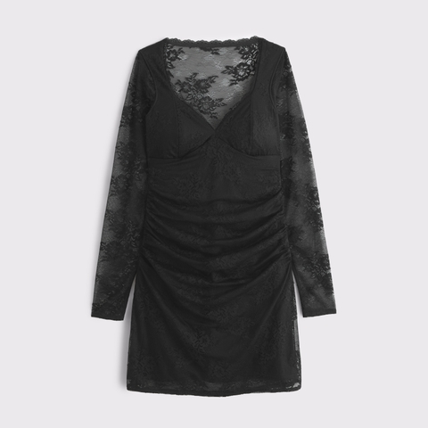 Женские платья Abercrombie & Fitch A&F Zoe Bra-Free Long-Sleeve Lace Mini Dress