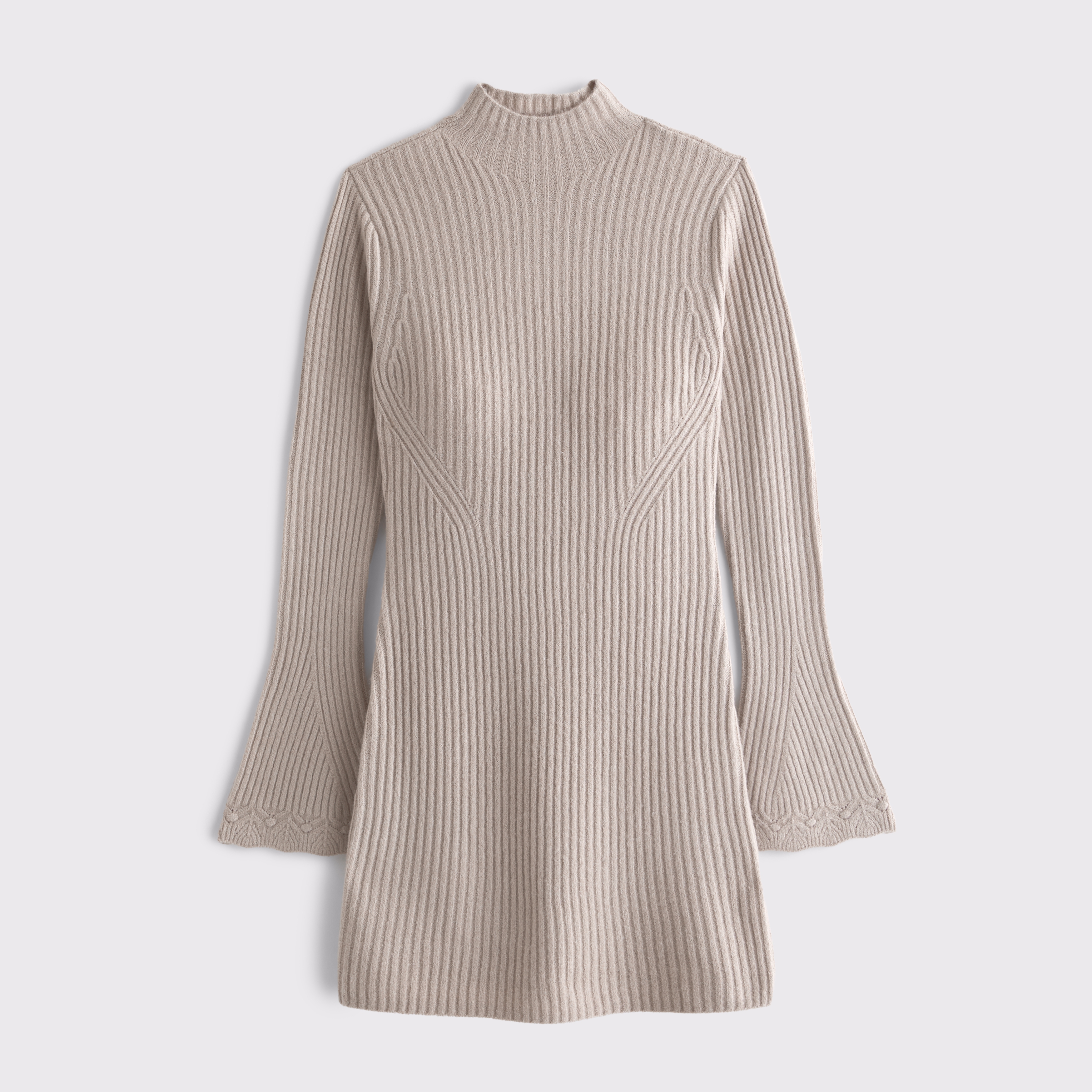Abercrombie & Fitch Mockneck Ribbed Mini Sweater Dress In Gray