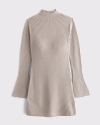 Mockneck Ribbed Mini Sweater Dress