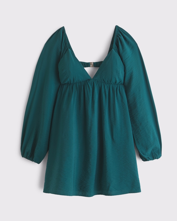 Bra-Free Clasp-Back Flowy Mini Dress, Juniper view 1