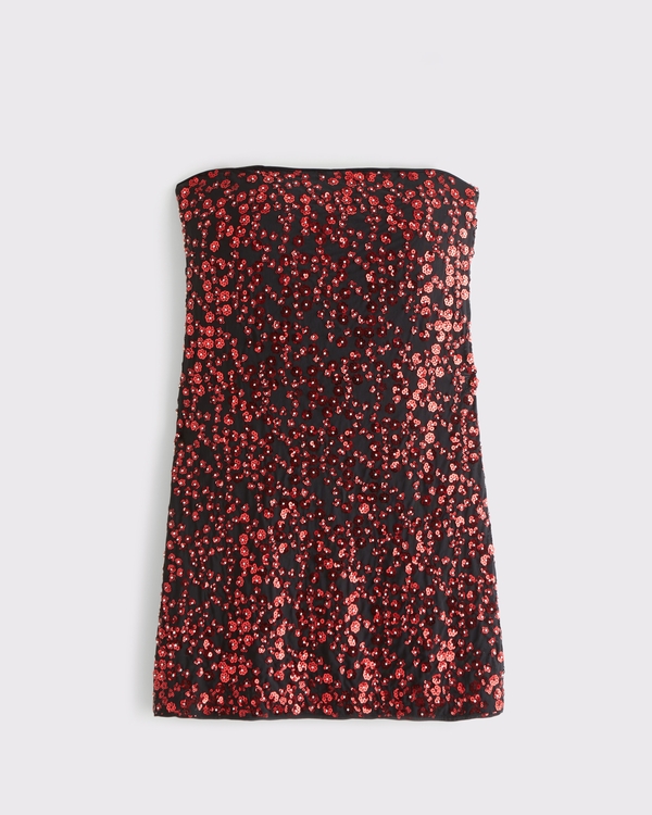 The A&F Scarlett Strapless Sequin Skort, Black Pattern view 1