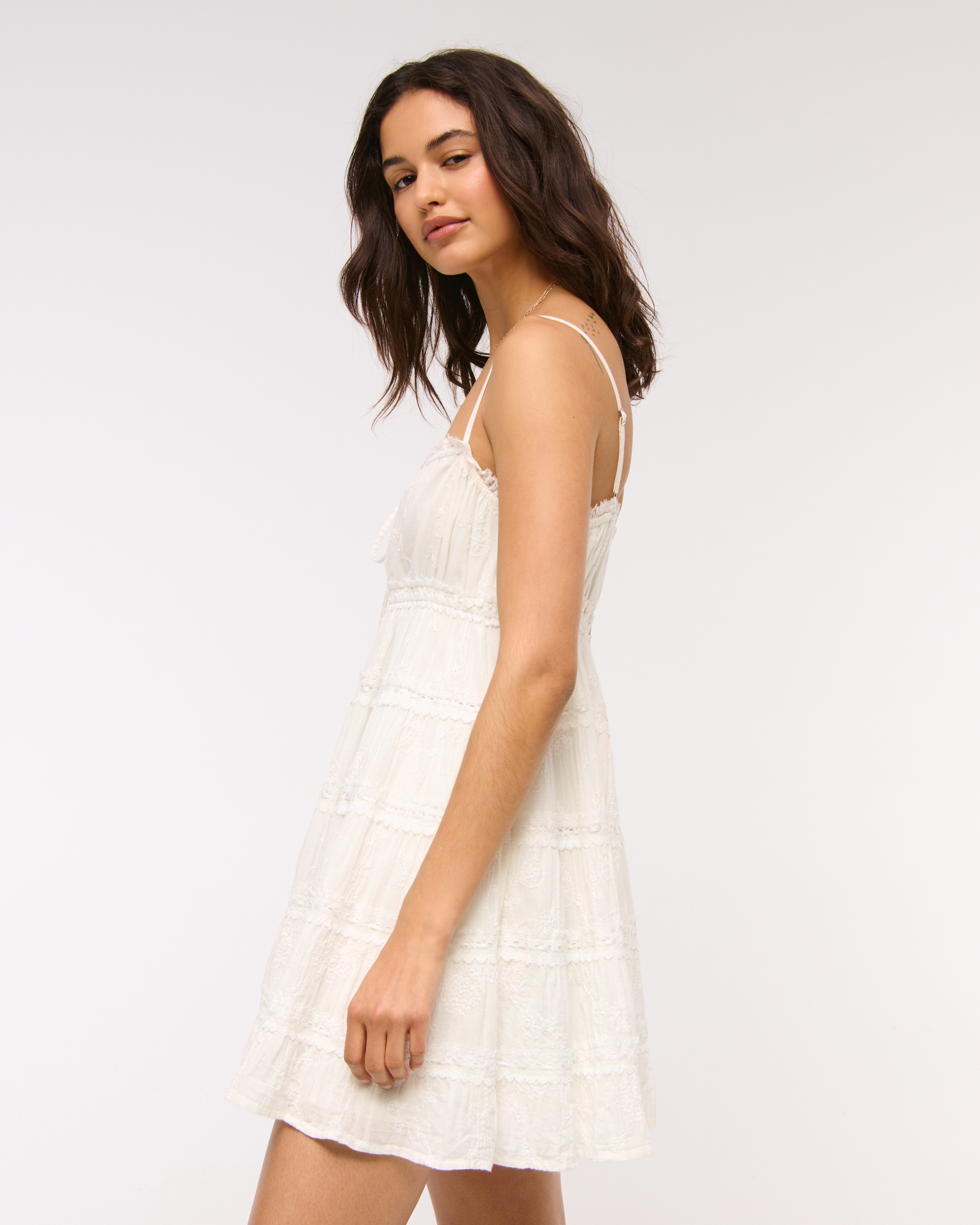 Lace Tie-Front Mini Dress