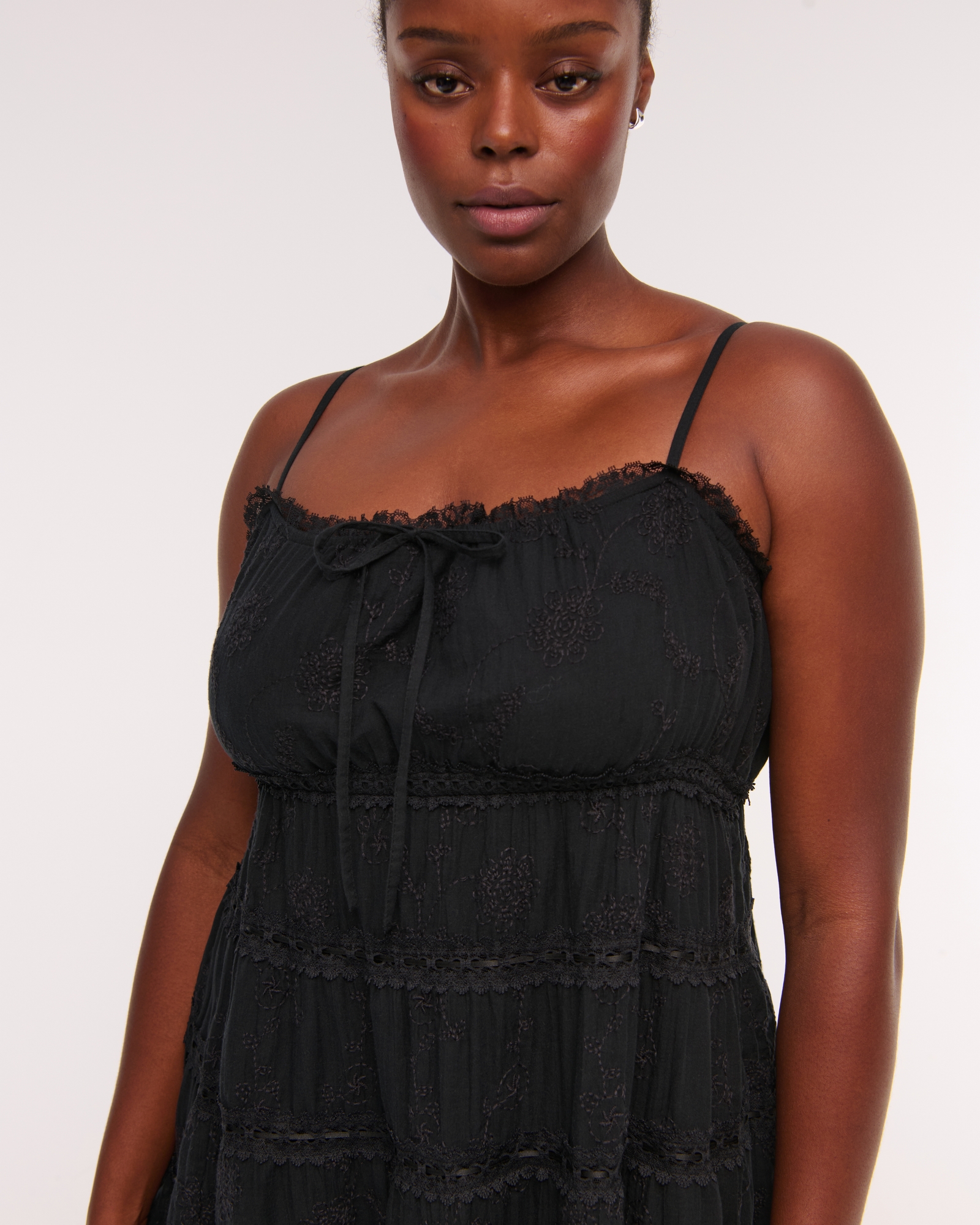 Lace Tie-Front Mini Dress