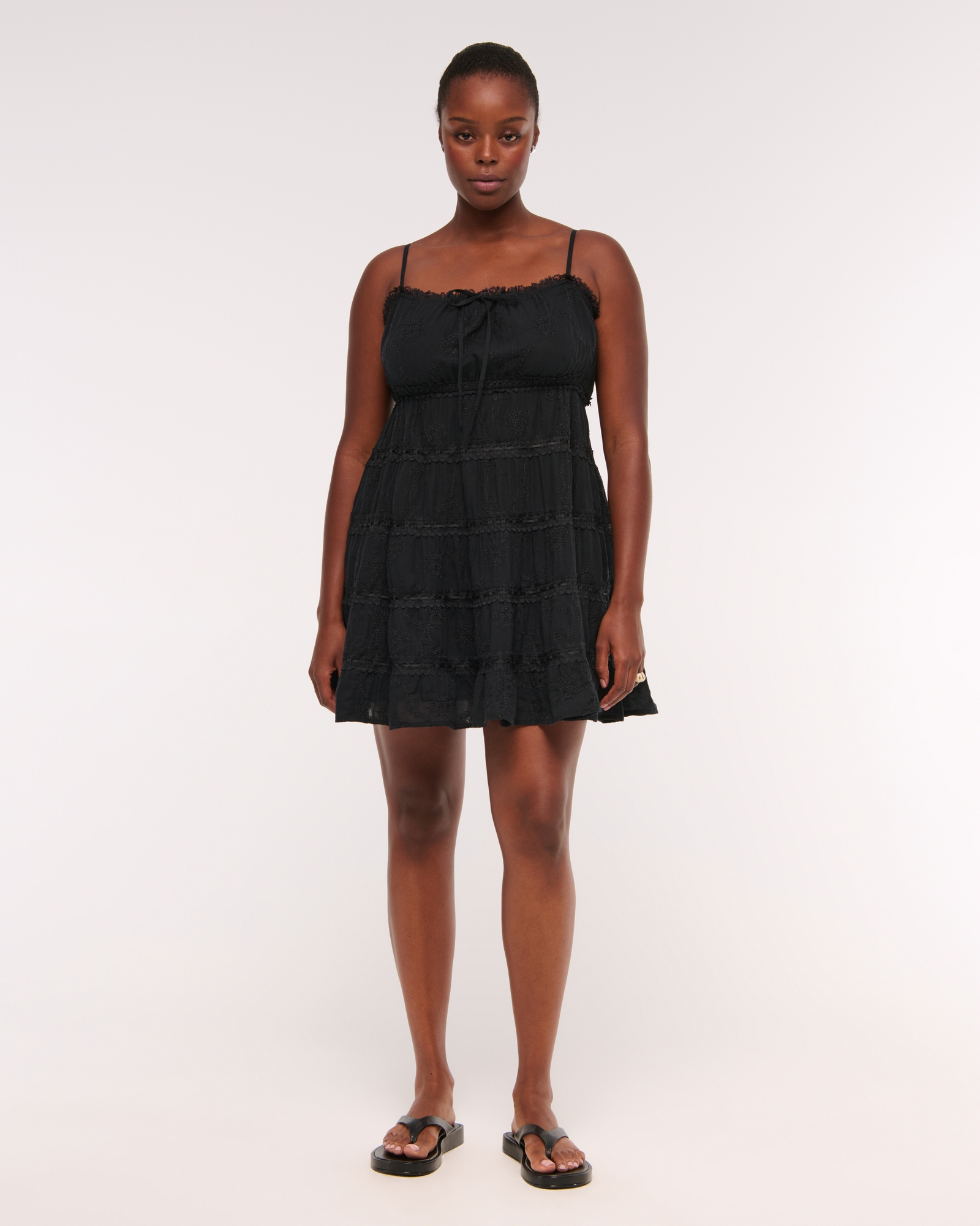 Lace Tie-Front Mini Dress