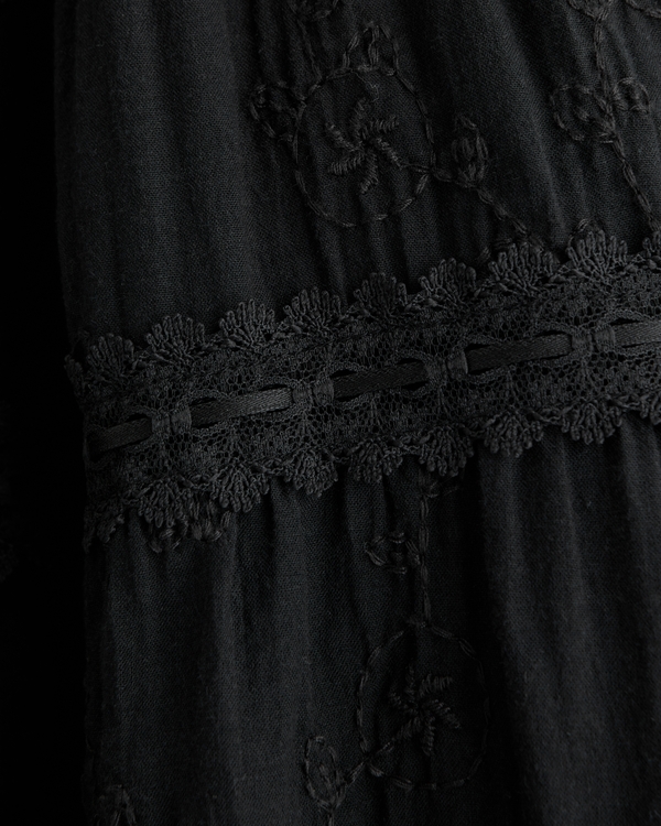 Women's Lace Tie-Front Mini Dress in Black | Size S TALL | Abercrombie & Fitch