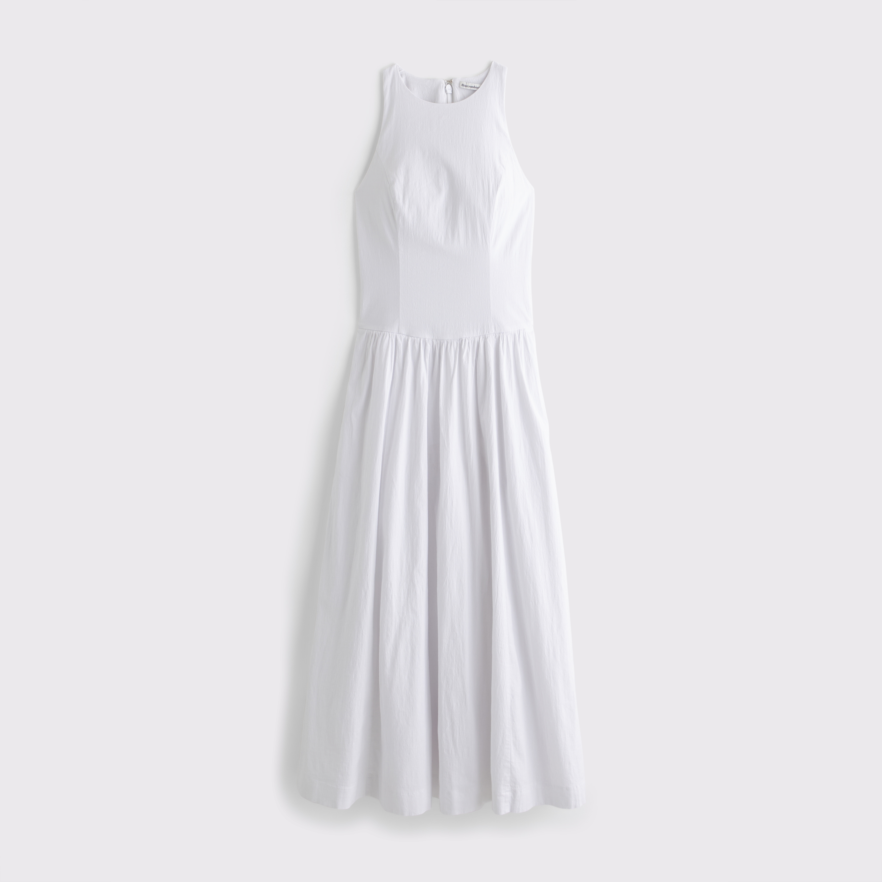 Abercrombie & Fitch High-neck Drop-waist Midi Dress In White