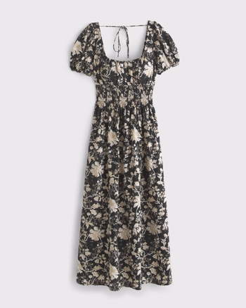 Puff Sleeve Smocked Waist Midi Dress from Abercrombie & Fitch - $34.97