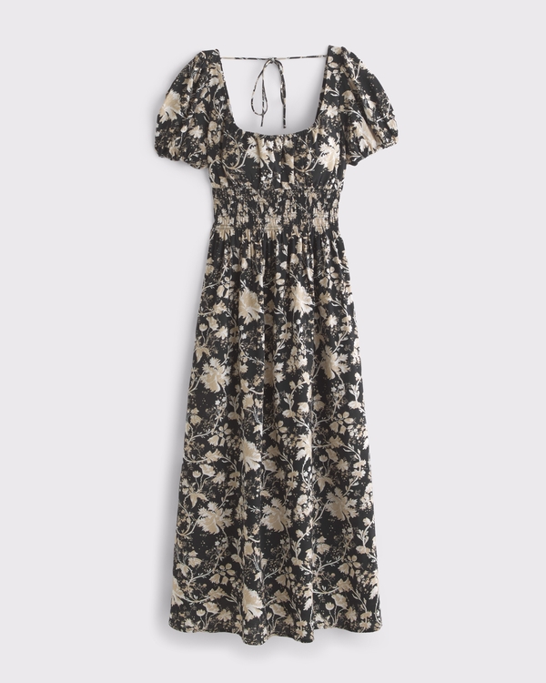 Women's Puff Sleeve Smocked Waist Midi Dress | Women's Clearance |  Abercrombie.com