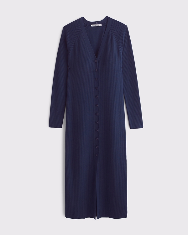 Scarf Duster Midi Sweater Dress