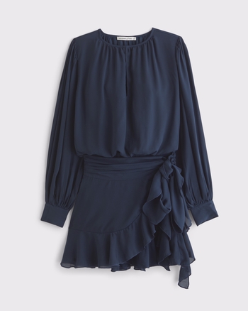 Mujer Vestido micro mini cruzado de manga larga | Mujer Liquidación ...