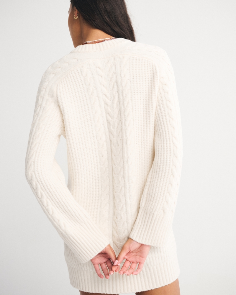 Long-Sleeve Cardigan Mini Sweater Dress
