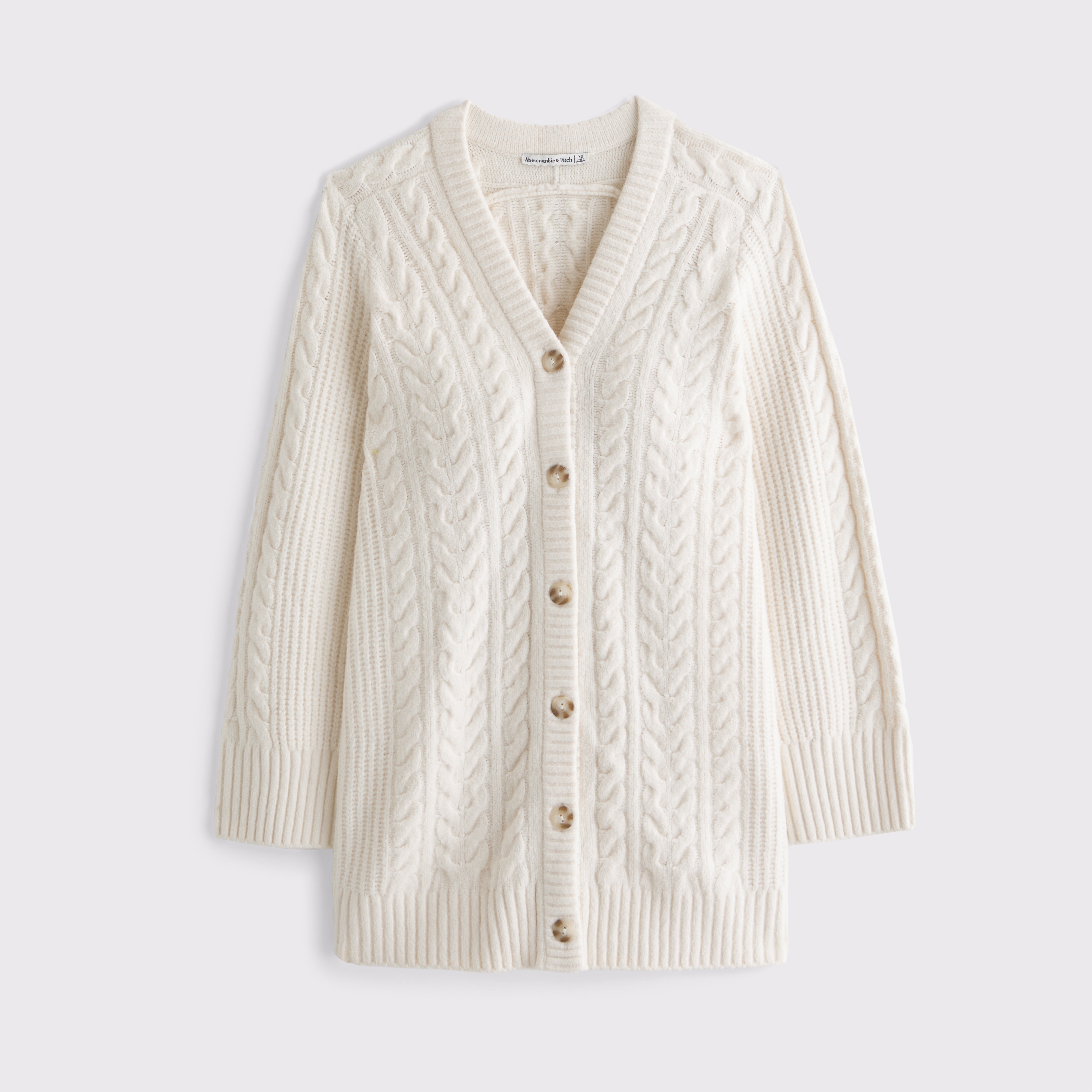 Abercrombie & Fitch Long-sleeve Cardigan Mini Sweater Dress In White
