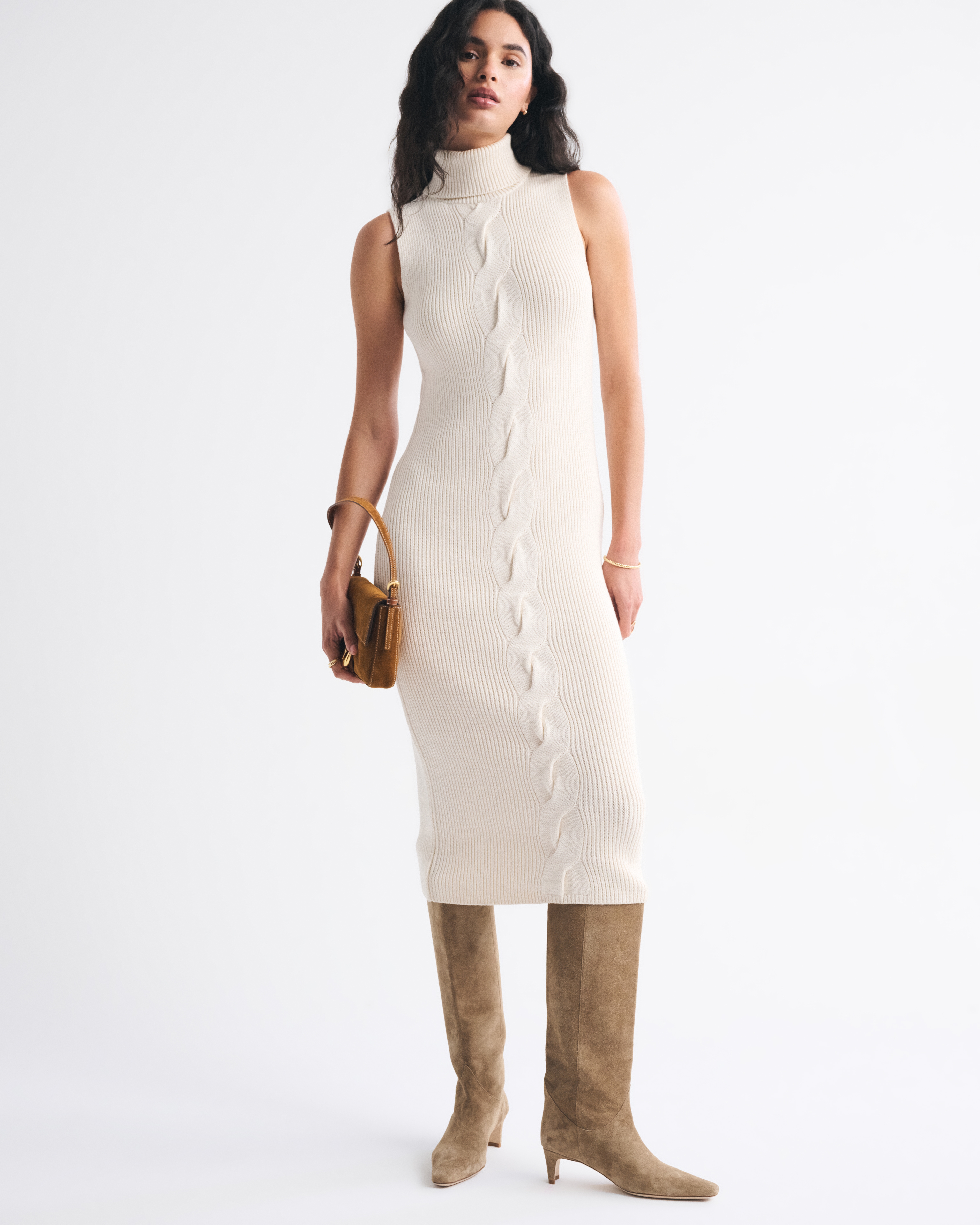 Женские платья Abercrombie & Fitch Turtleneck Cable Midi Sweaterdress — фото 2