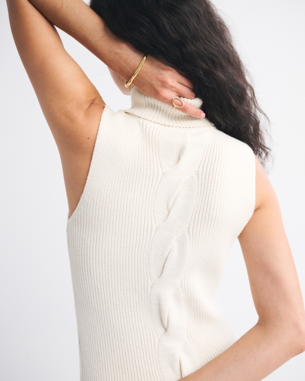 Turtleneck Cable Midi Sweaterdress