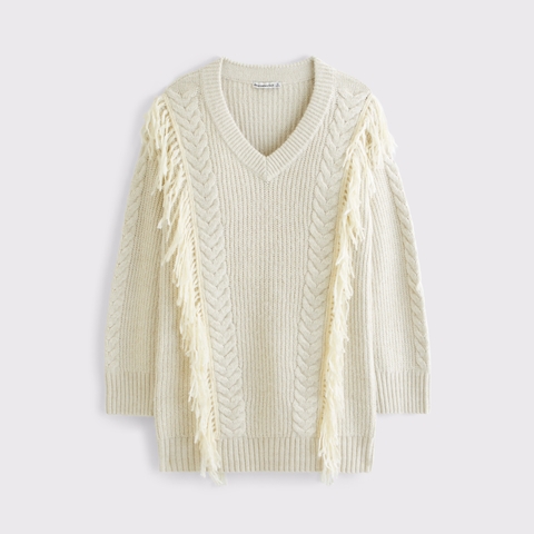 Женские платья Abercrombie & Fitch V-Neck Fringe Mini Sweater Dress