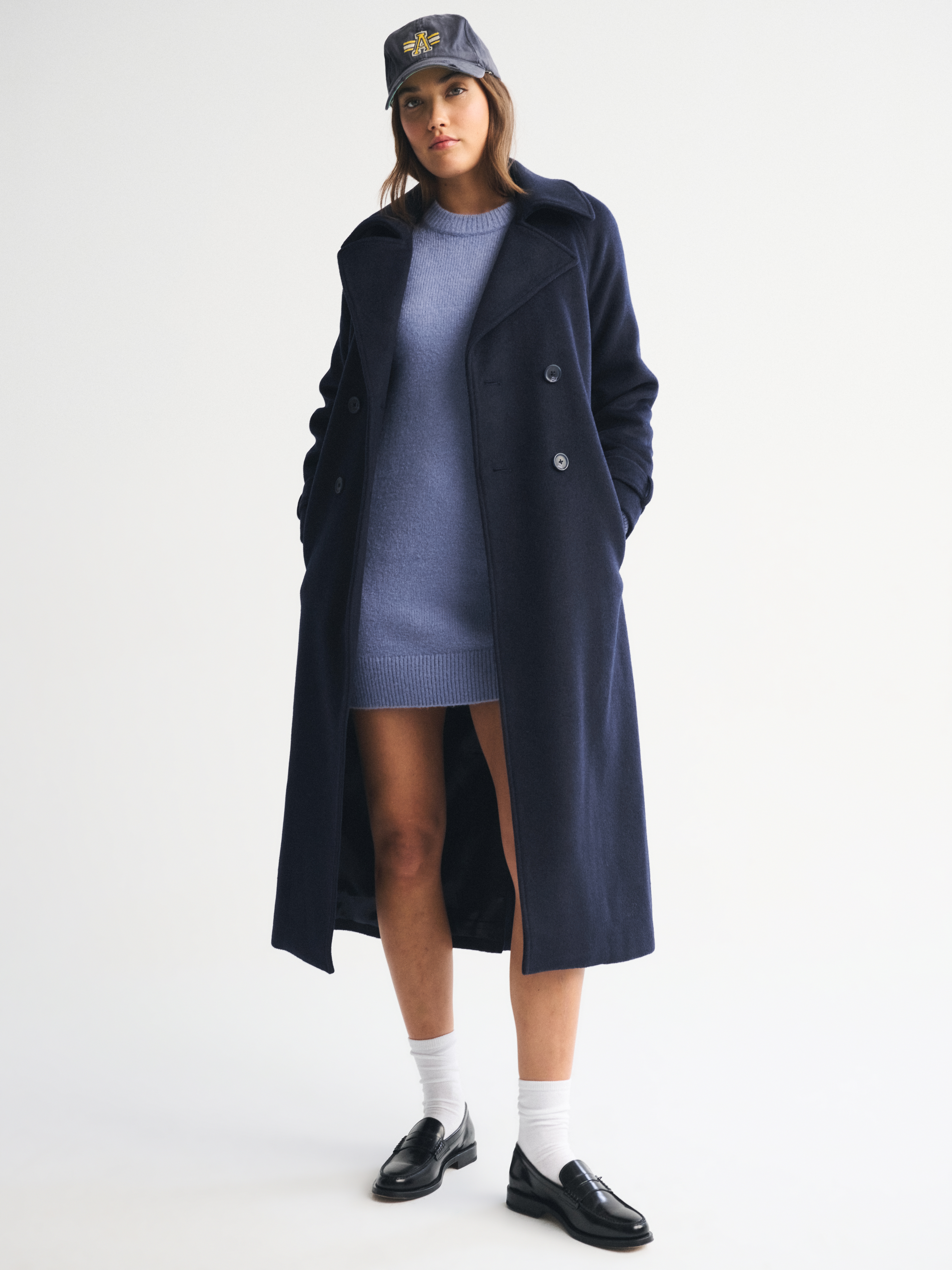 Abercrombie & Fitch The A&f Madeline Long-sleeve Mini Sweater Dress In Blue