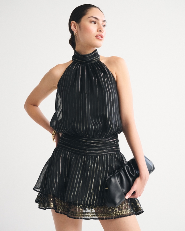 Halter Lurex Open-Back Skort