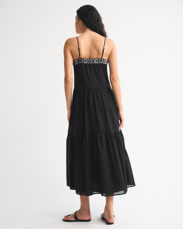 abercrombie long dress & Fitch multiway halter neck open back maxi in navy a tiered flowy skirt Women's Sheer Flowy Maxi Dress