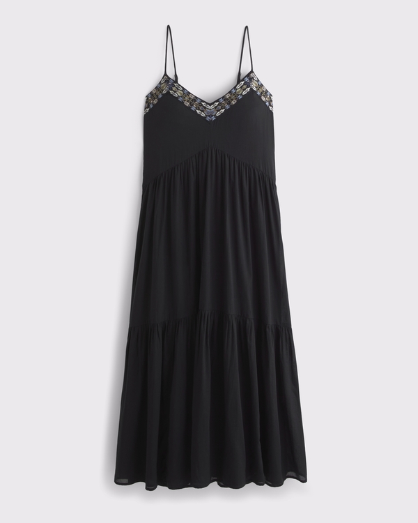 Women's V-Neck Flowy Maxi Dress in Black | Size XL TALL | Abercrombie & Fitch