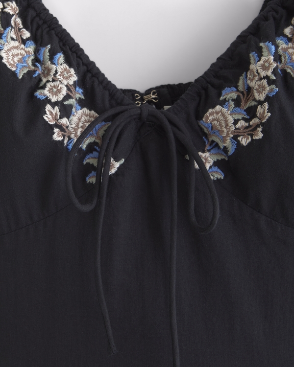Puff Sleeve Tie-Front Mini Dress