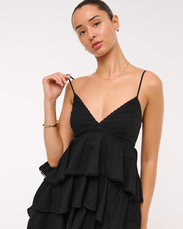 V-Neck Ruffle Tiered Mini Dress