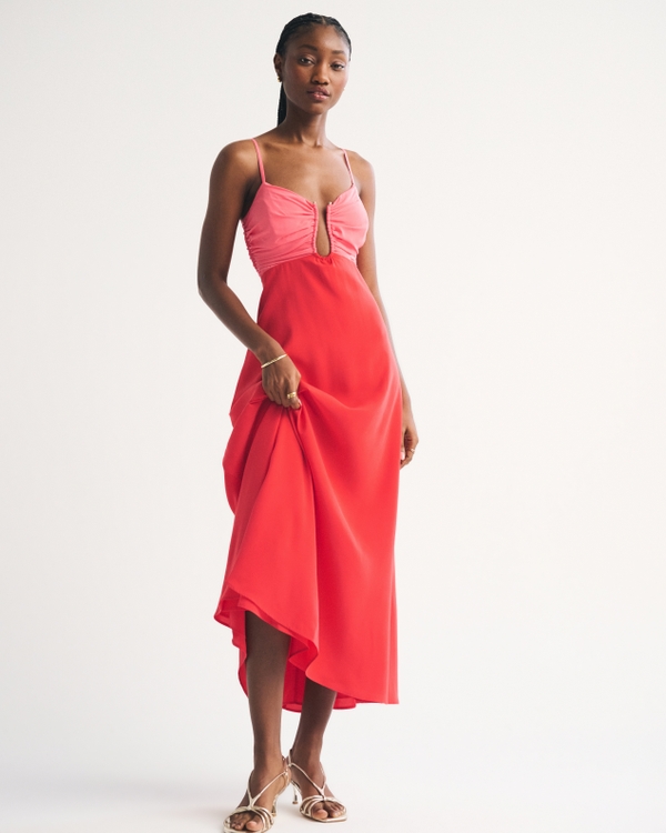 Bra-Free Hardware Maxi Dress, Coral view 1