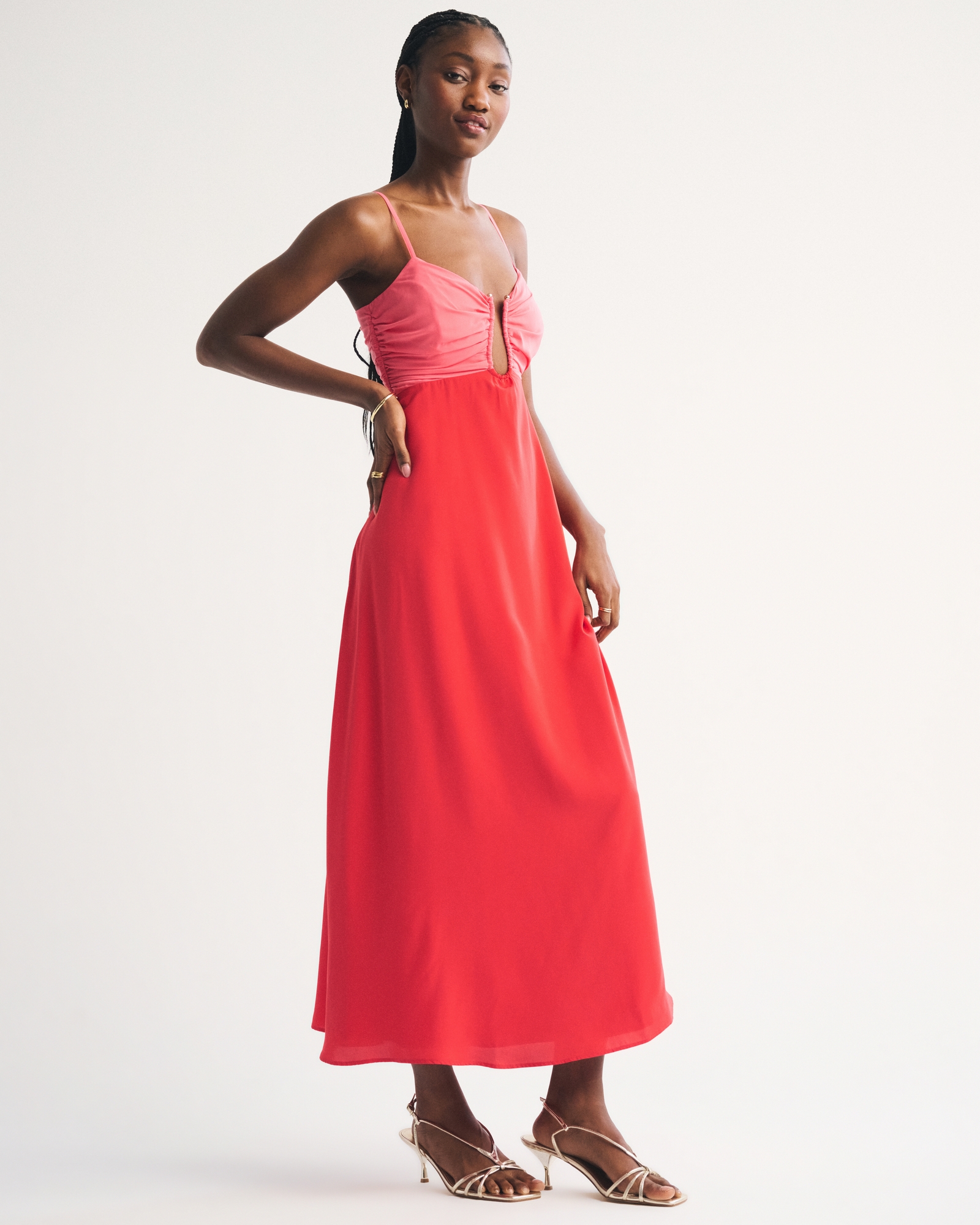 high neck midi dress white Society Fitted jun24 Madonna: Dress You Up Great for any cup Color:Poppy Spark