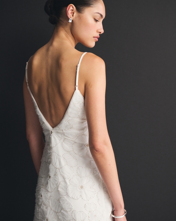 Embellished Shift Mini Dress, Off-white view 2