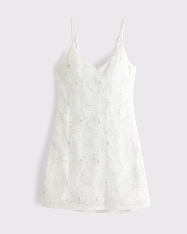 Embellished Shift Mini Dress, Off-white view 1