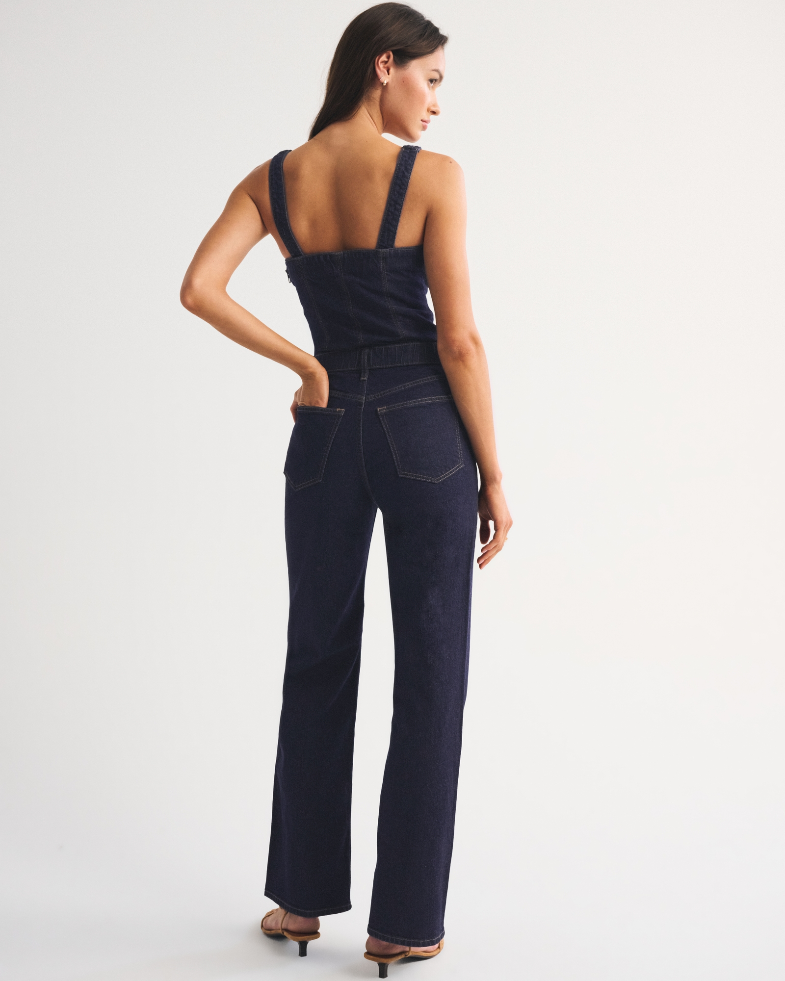 Vegan Suede Lace-Up Denim Jumpsuit