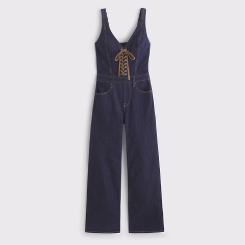 Женские комбинезоны Abercrombie & Fitch Vegan Suede Lace-Up Denim Jumpsuit