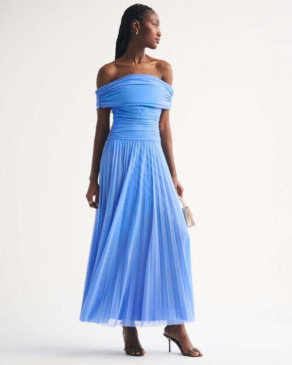 A&F Bra-Free Giselle Drop-Waist Maxi Dress, French Blue view 1