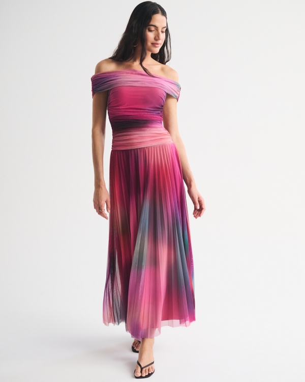 A&F Bra-Free Giselle Drop-Waist Maxi Dress, Pink Pattern view 1