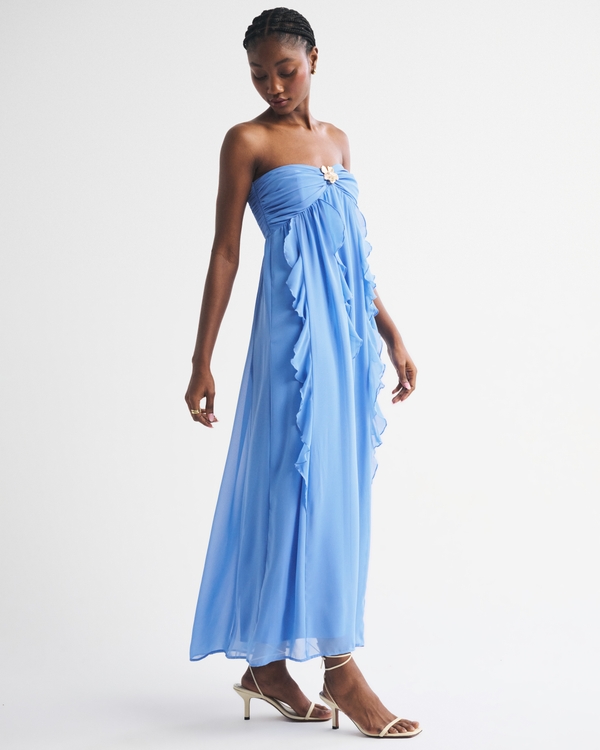 Bra-Free Strapless Hardware Maxi Dress
