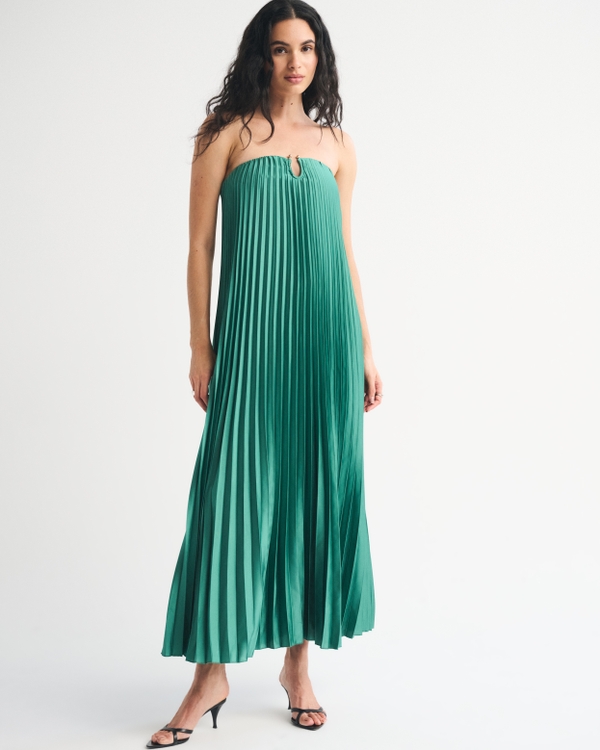 A&F Giselle Hardware Flowy Maxi Dress, Dark Jade view 1