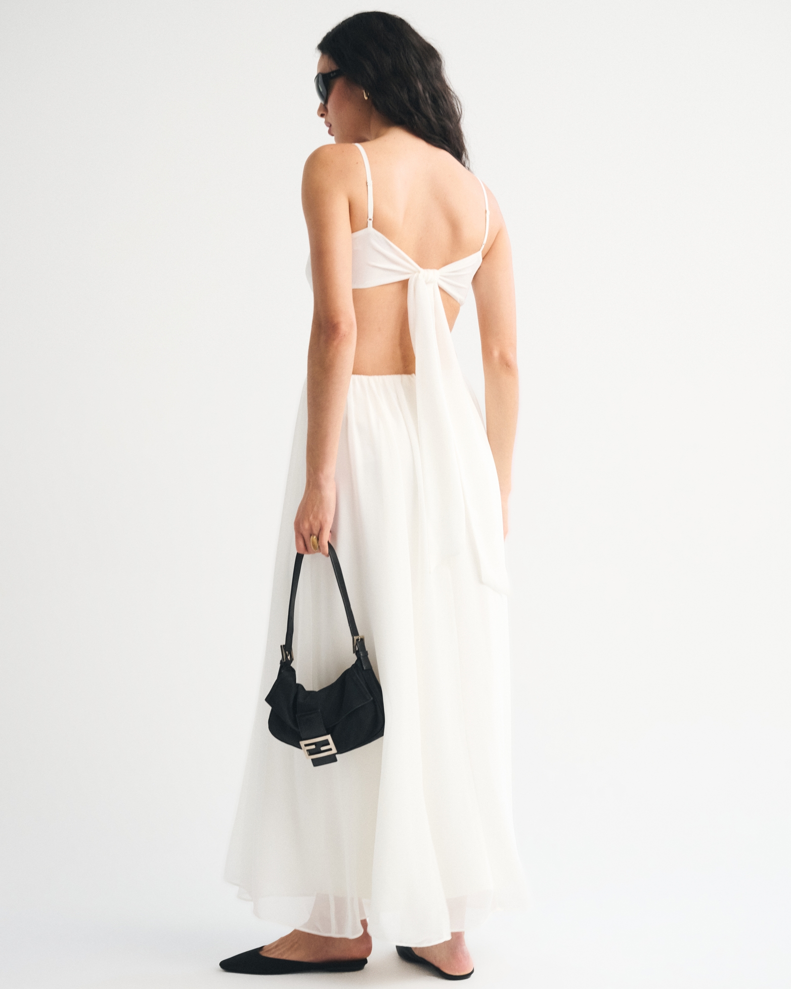 Bra-Free Babydoll Cutout Beaded Maxi Dress