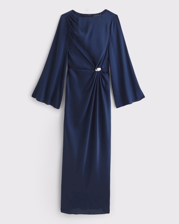 Femme Robe longue à manches longues avec détail en métal | Femme Robes | Abercrombie.com