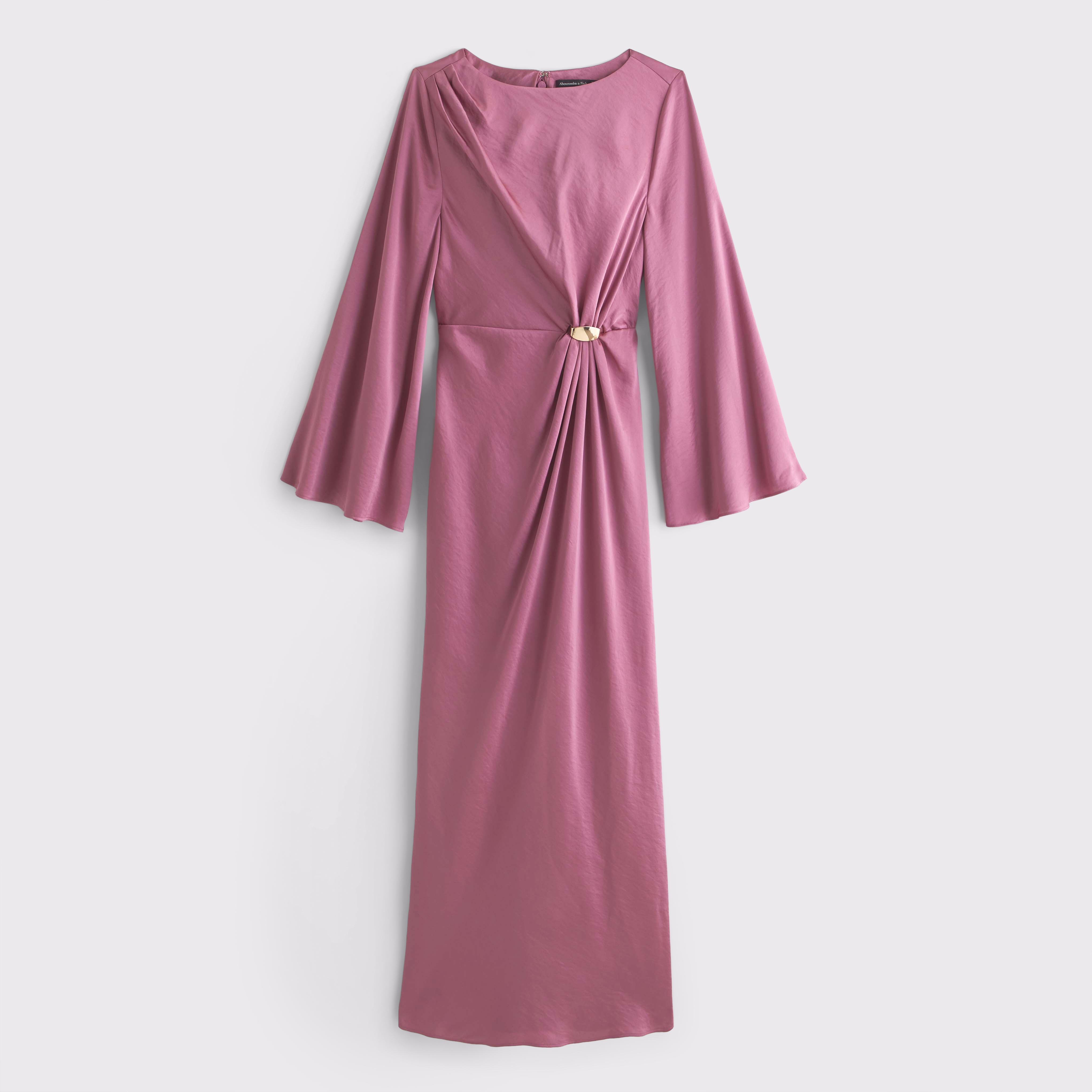 Long-Sleeve Hardware Maxi Dress