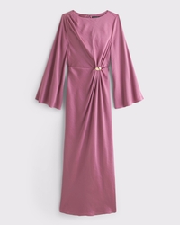 Long-Sleeve Hardware Maxi Dress