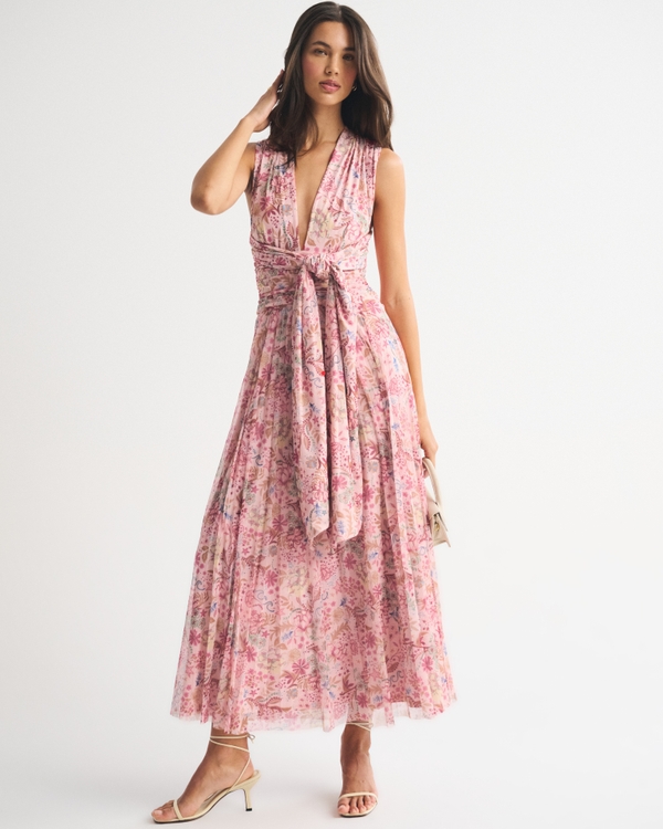 A&F Giselle 5-in-1 Convertible Maxi Dress, Pink Floral view 2