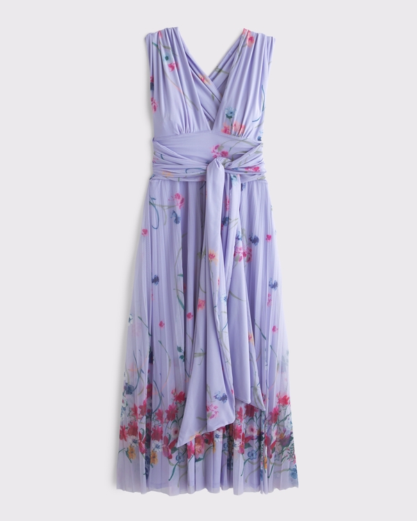 convertible maxi dress styles Women's A&F Giselle 5-in-1 Convertible Maxi Dress in Lavender Floral | Size XS