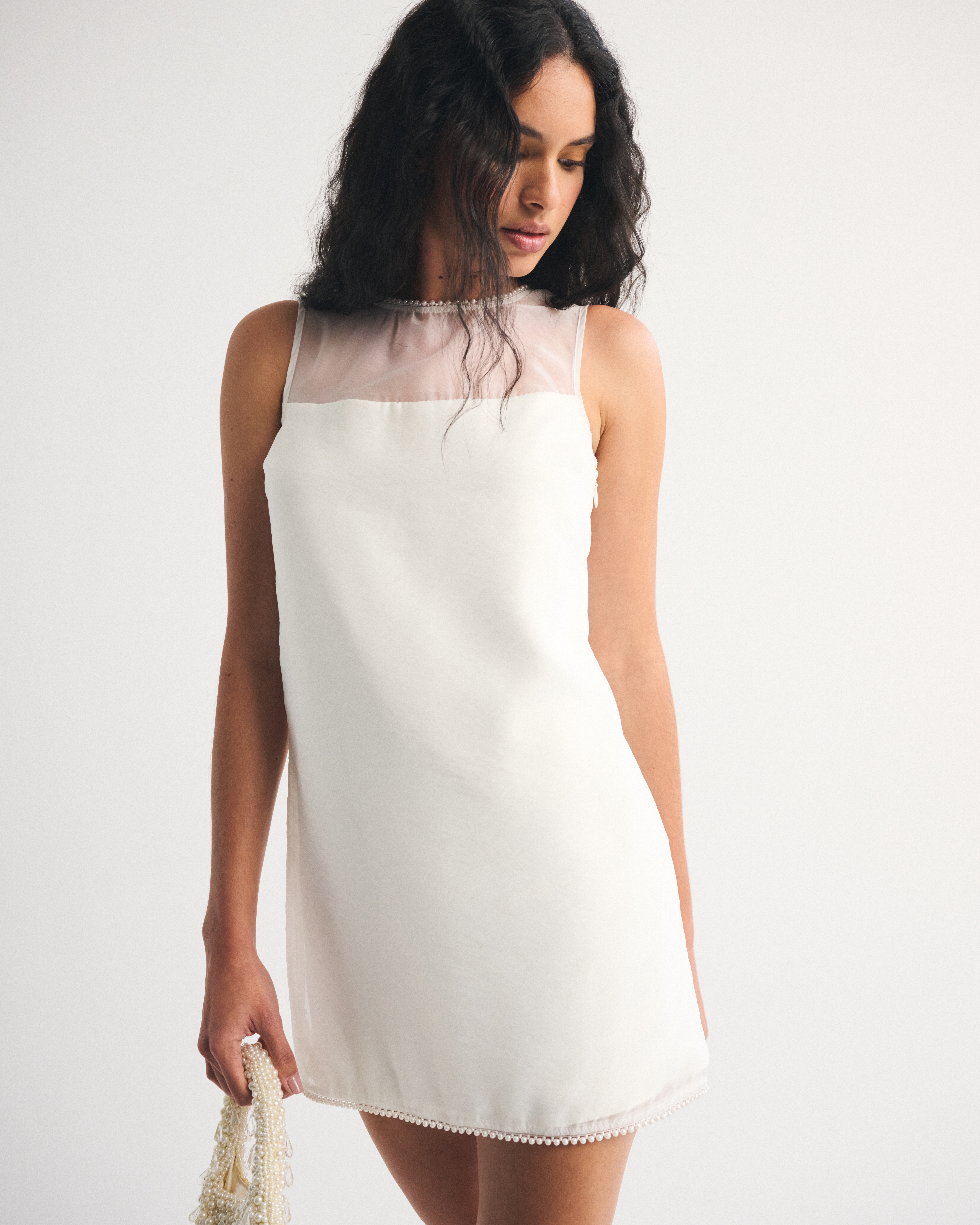 Bow-Back Mini Dress - Pearl