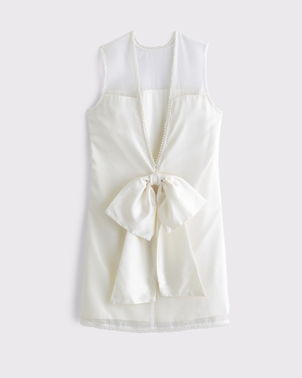 mini dress neck scarf Oriana White Strapless Bustier Mini Dress with Neck Scarf L