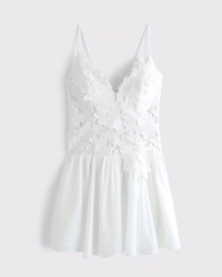 Bra-Free Lace Floral Mini Dress