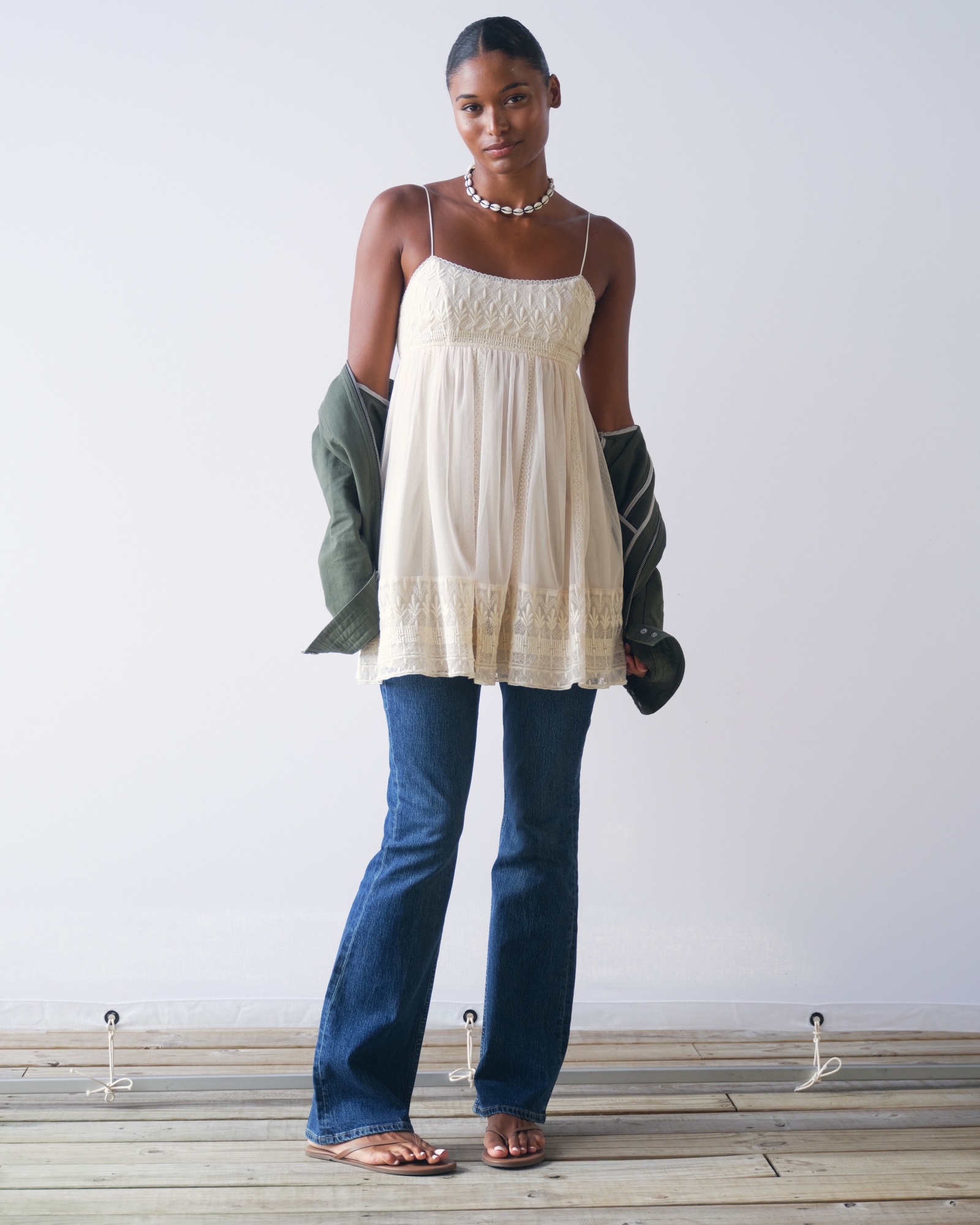 Embroidered Babydoll Mini Dress