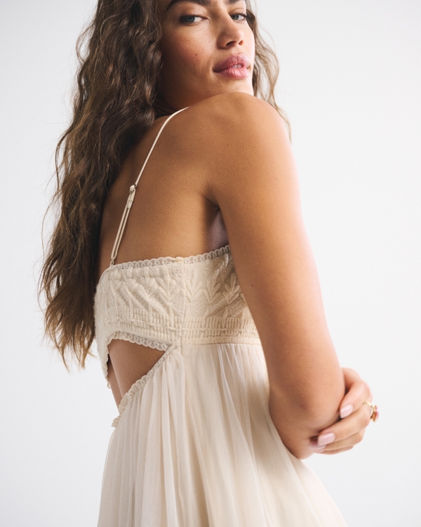 Embroidered Babydoll Mini Dress
