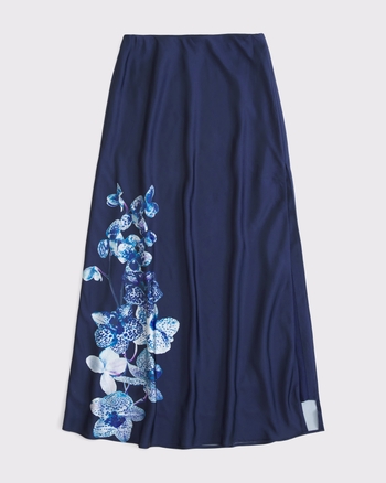 High Rise Satin Maxi Set Skirt from Abercrombie & Fitch - $80
